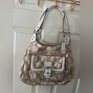 Coach Vintage Beige and Light Gold Logo Shoulder Bag (Never Used)